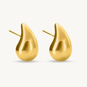 Delicate Golden Tear Drop Stud Earrings