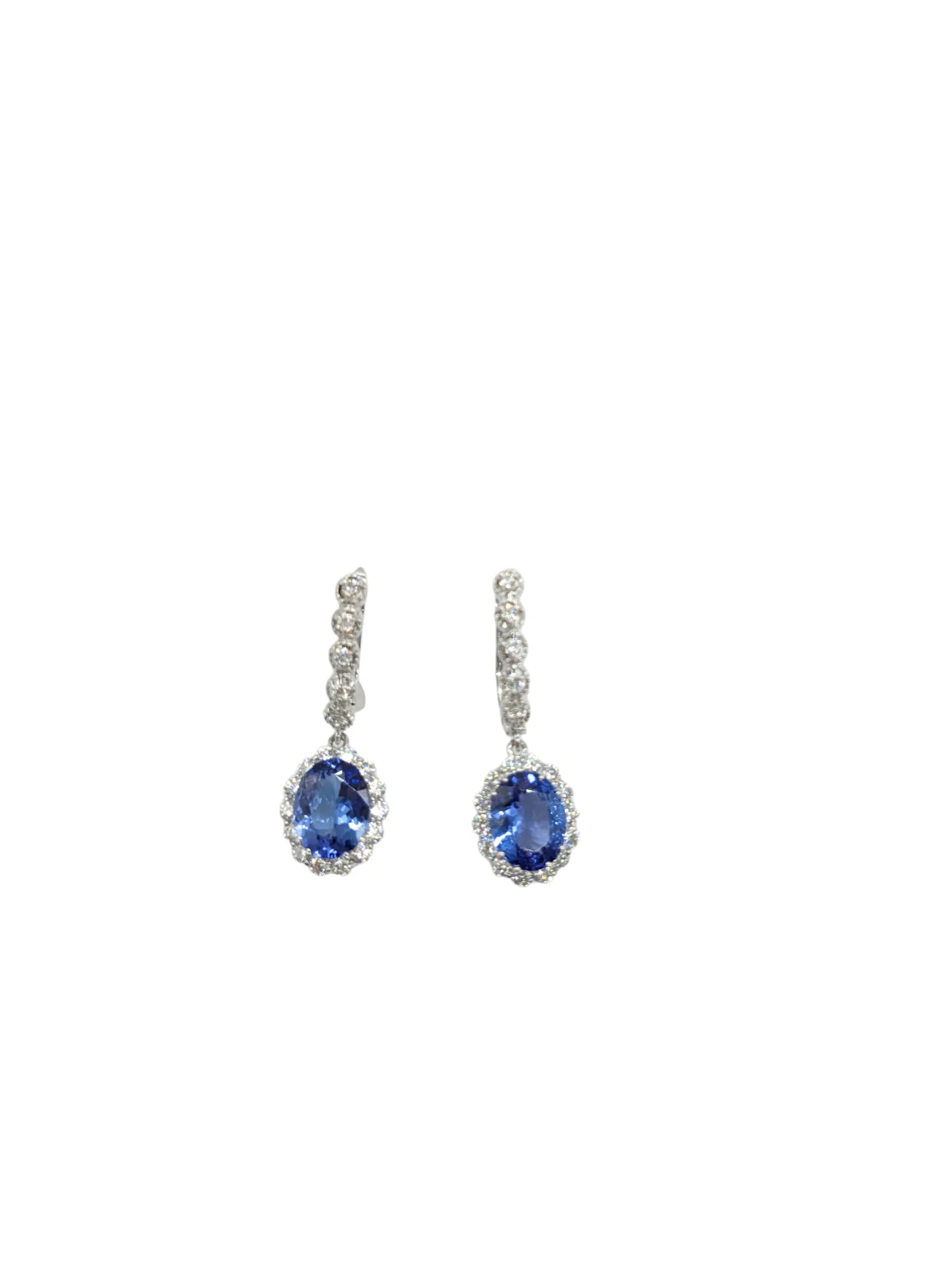 Diamond and Tanzanite Drop Dangle Earrings