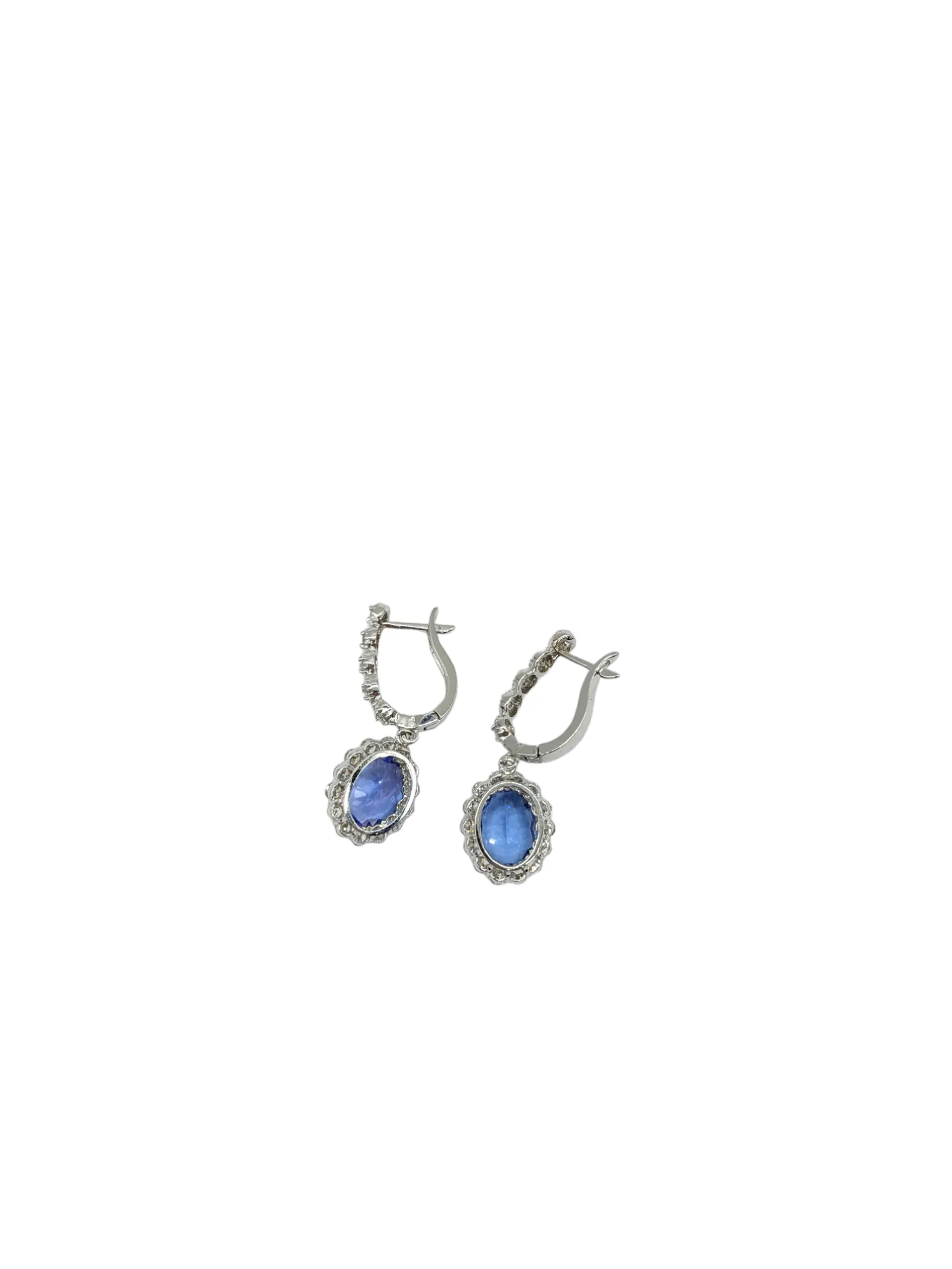 Diamond and Tanzanite Drop Dangle Earrings