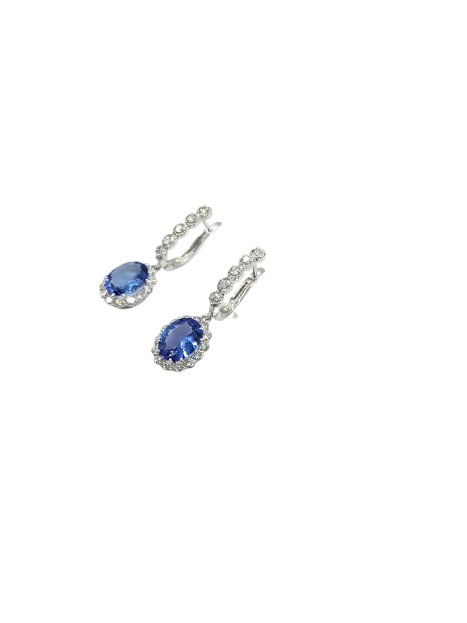 Diamond and Tanzanite Drop Dangle Earrings