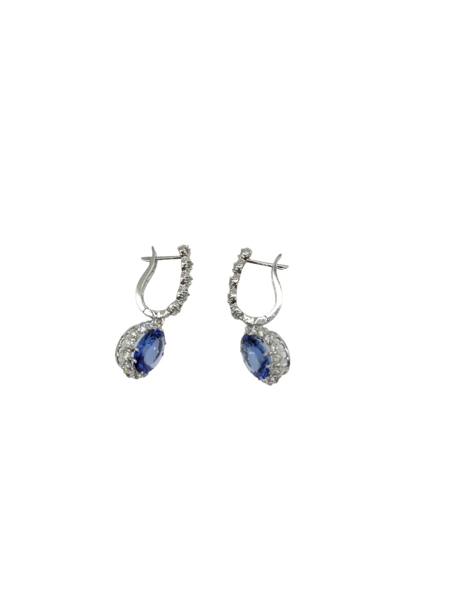 Diamond and Tanzanite Drop Dangle Earrings