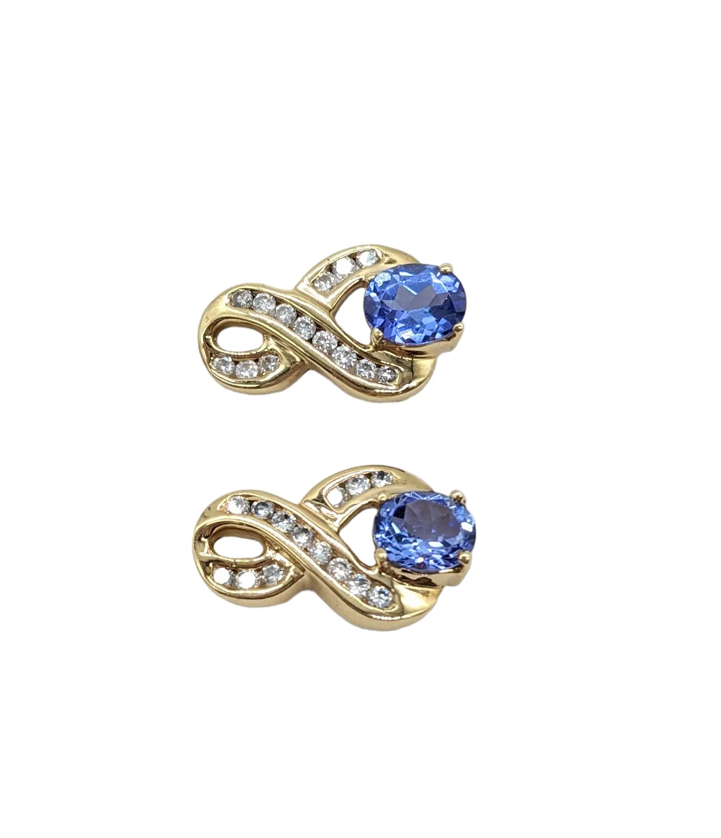 Diamond and Tanzanite Post Back Earrings