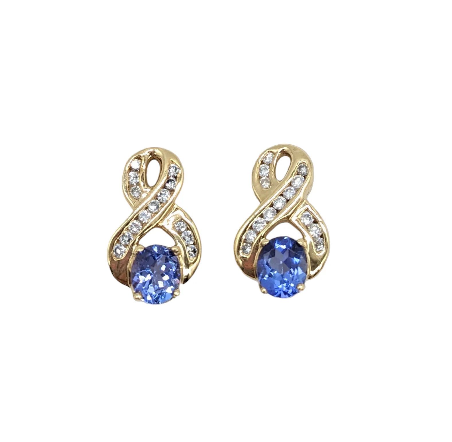 Diamond and Tanzanite Post Back Earrings