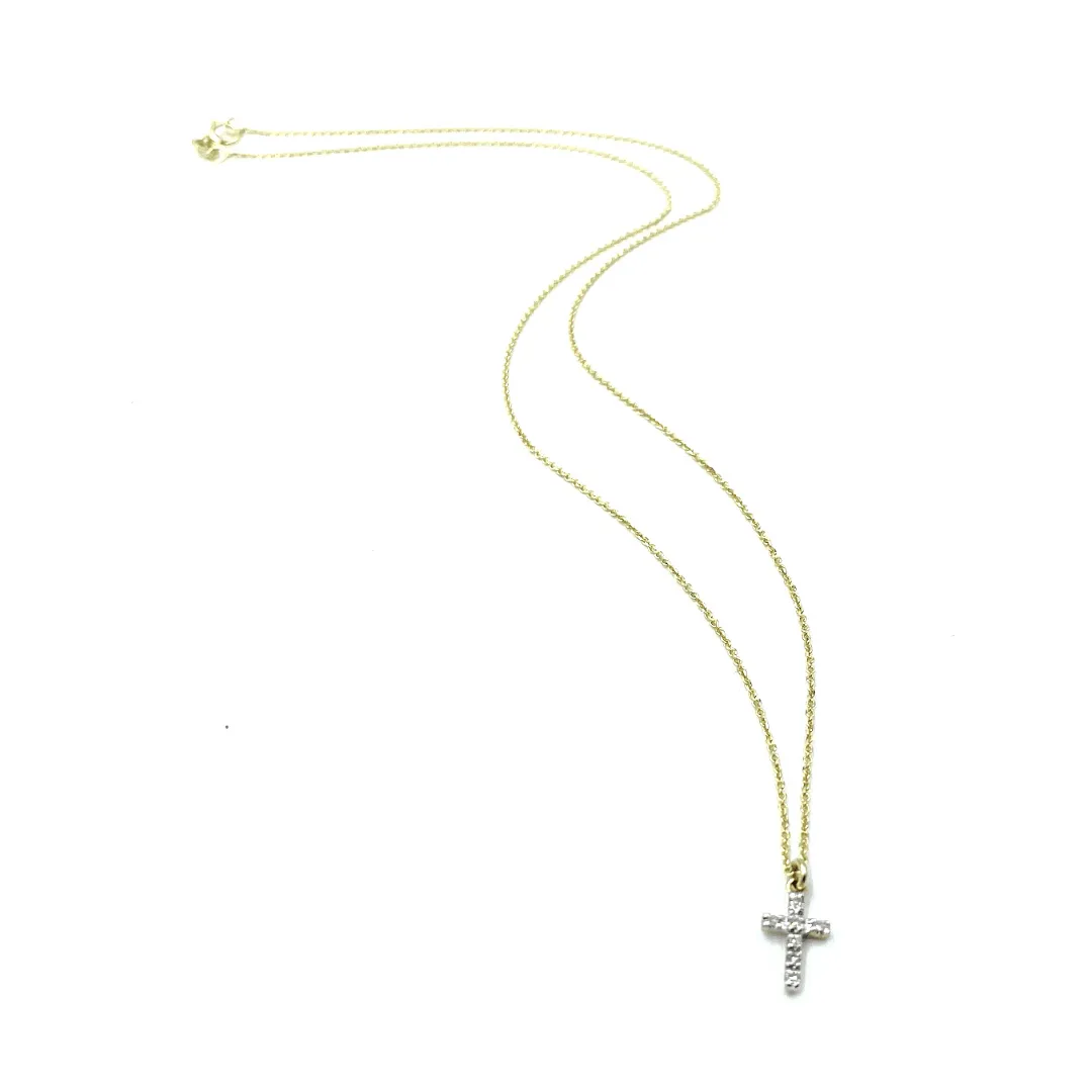 Diamond Cross on 14k Gold Necklace