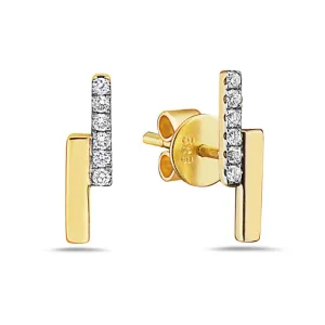 Diamond Double Bar Stud Earrings