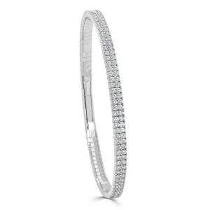 Diamond Double Row Flexible Bangle in 14K White Gold