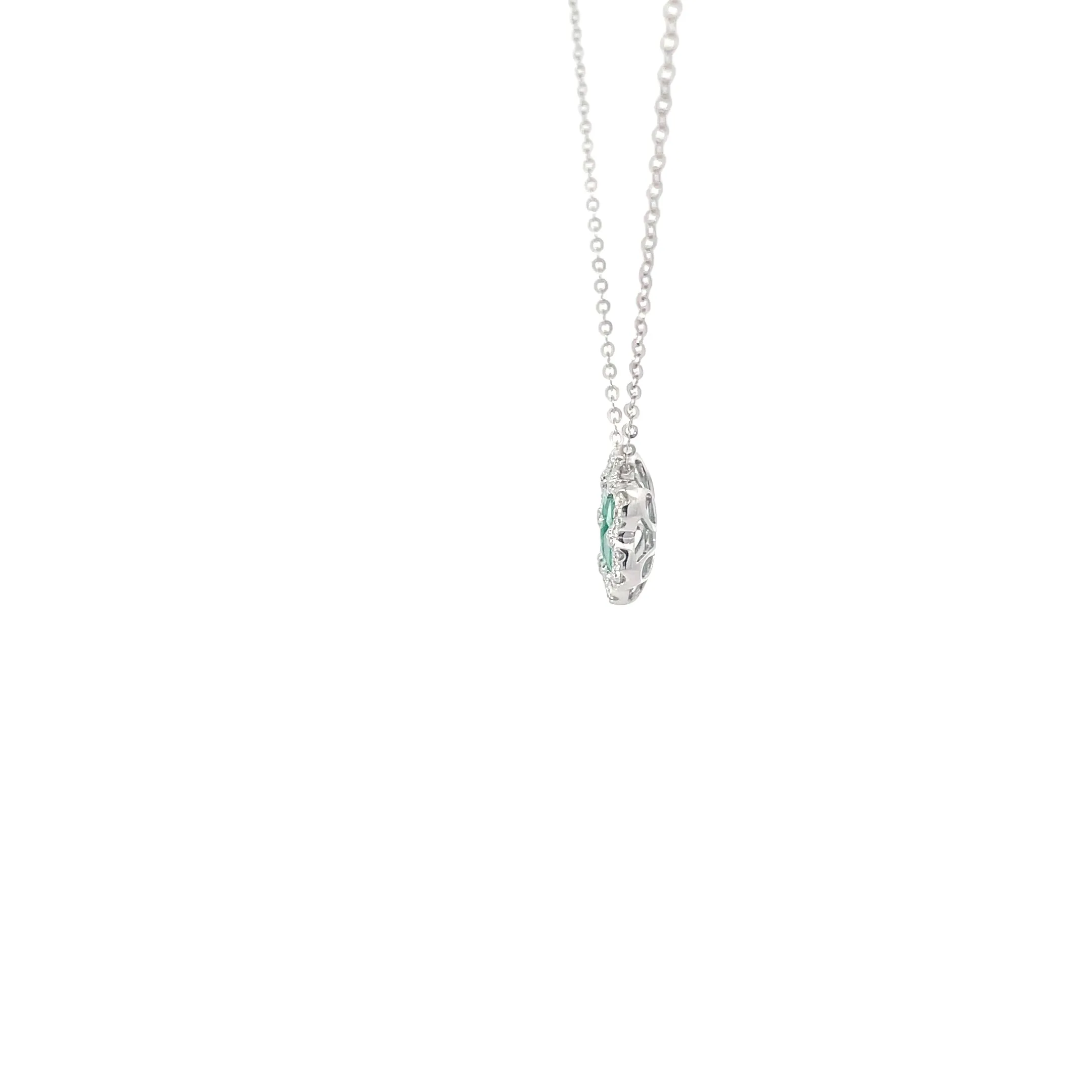 Diamond Emerald Flower Pendant Necklace