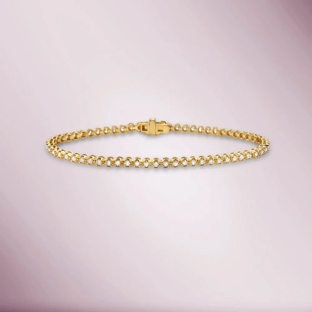 Diamond Tennis Bracelet (1.25 ct.) Buttercup Setting in 14K Gold