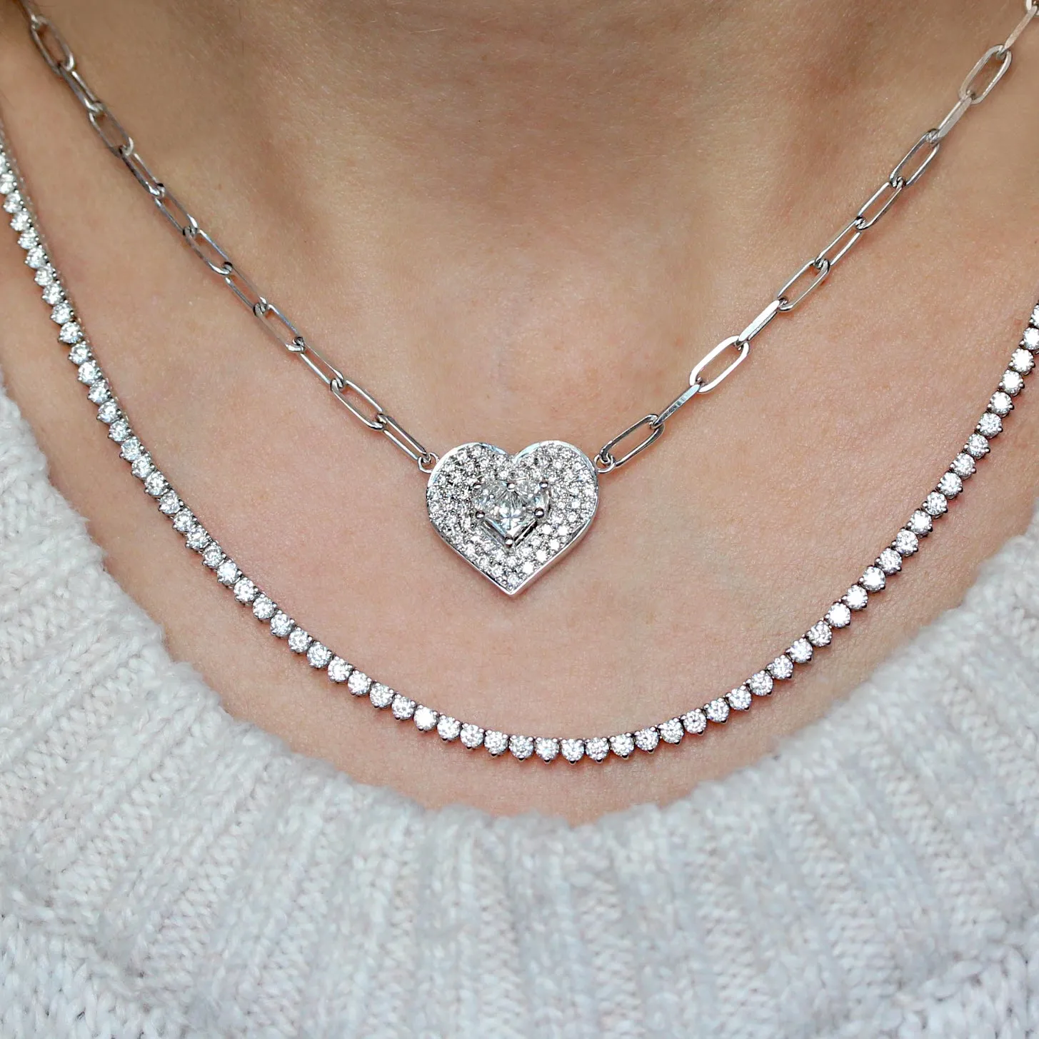 Diamond Tennis Collier Necklace - 42CM length