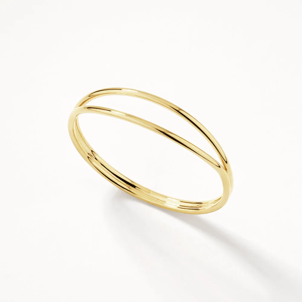 Double Band Split Bangle in Gold