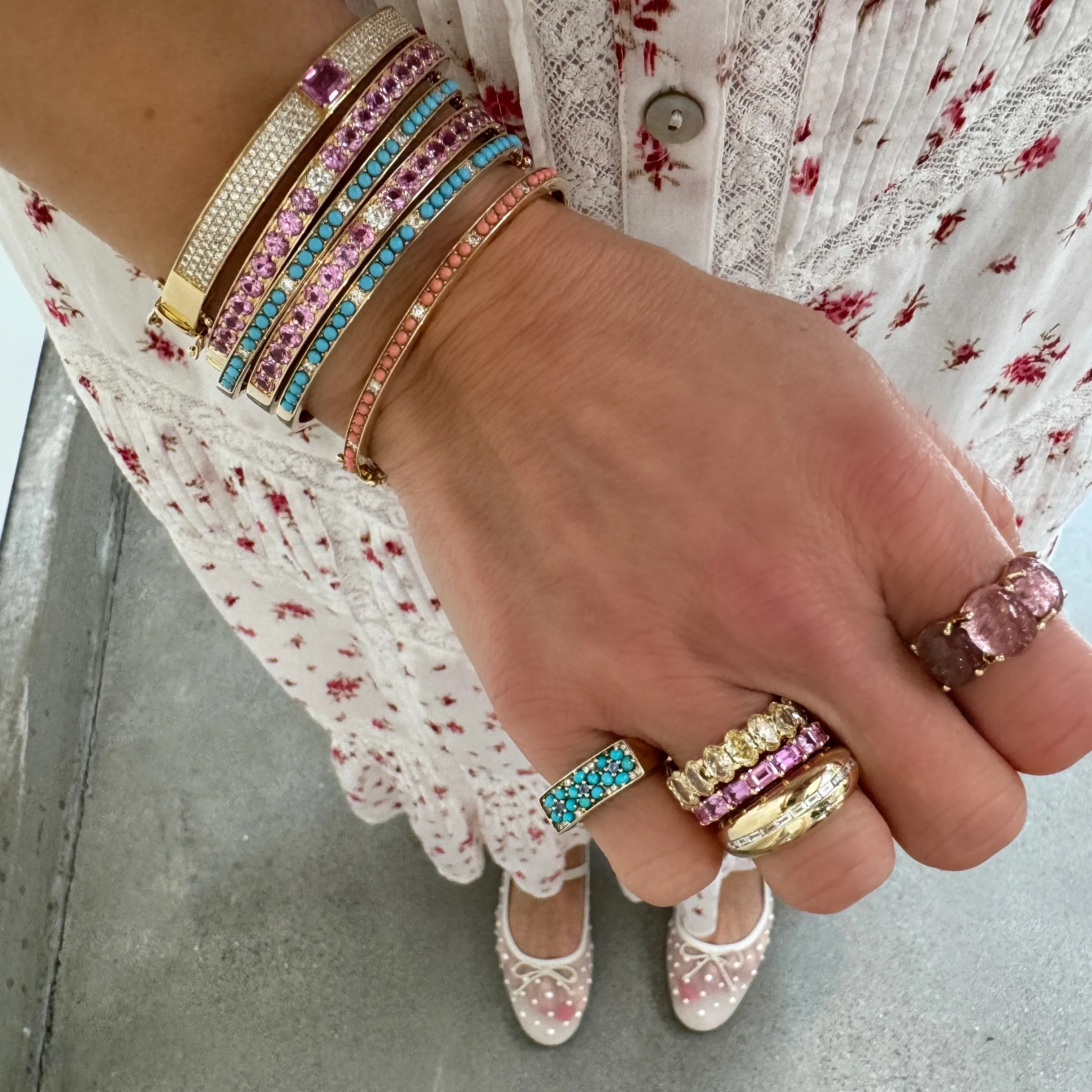 Dreamy Turquoise & Diamond Bangle Bracelet