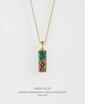 EDEN   ELIE Modern Peranakan capsule pendant necklace - emerald