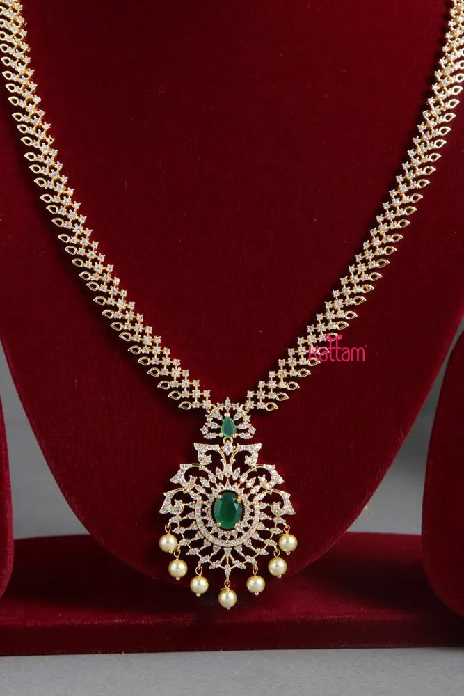 Emerald American Diamond Goldtone Haram