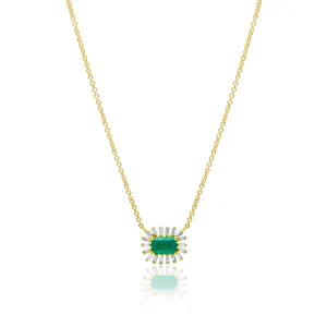 Emerald and Baguette Diamond Necklace