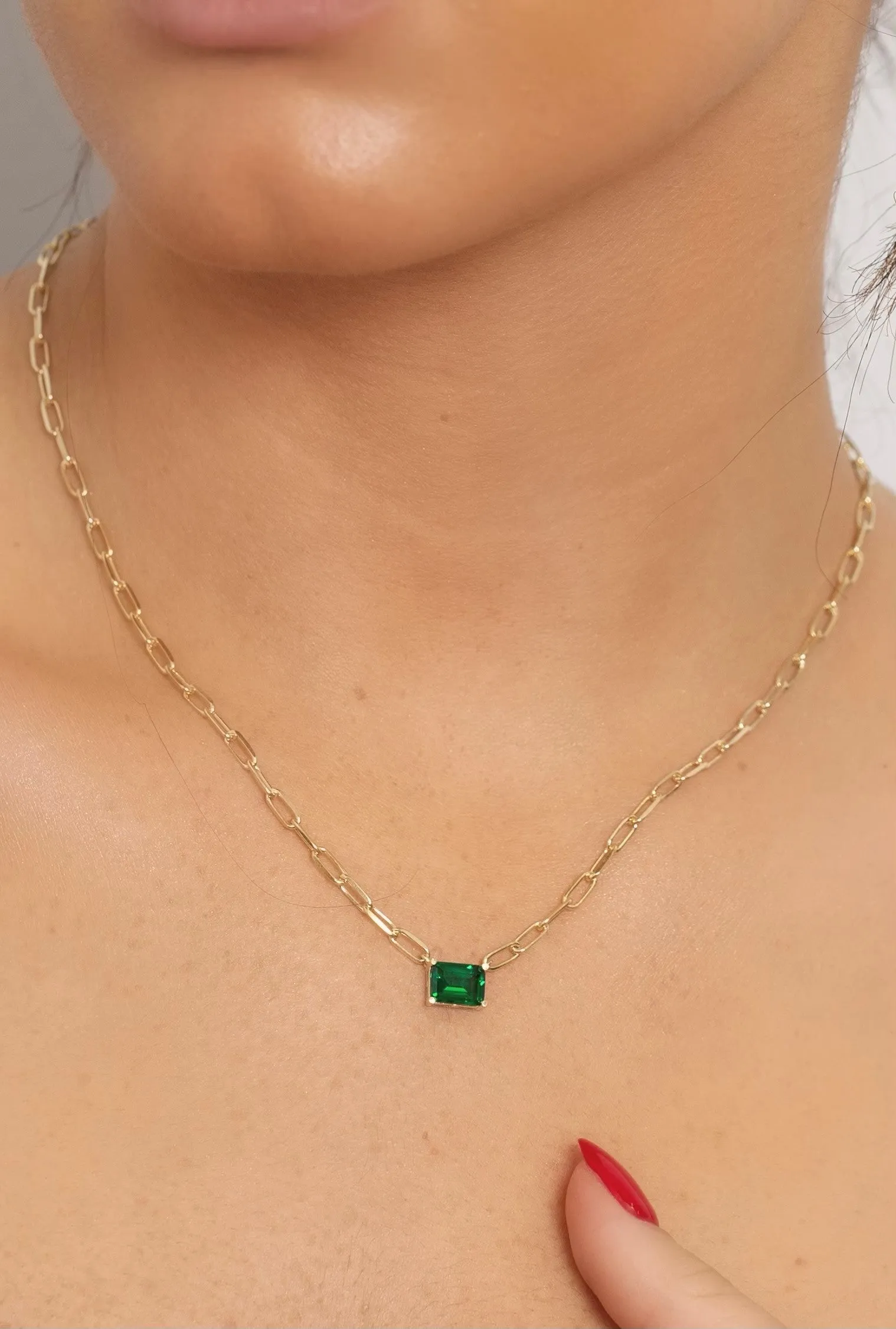 Emerald Cut Link Necklace