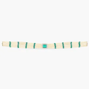 Emerald Pearl Silver Choker