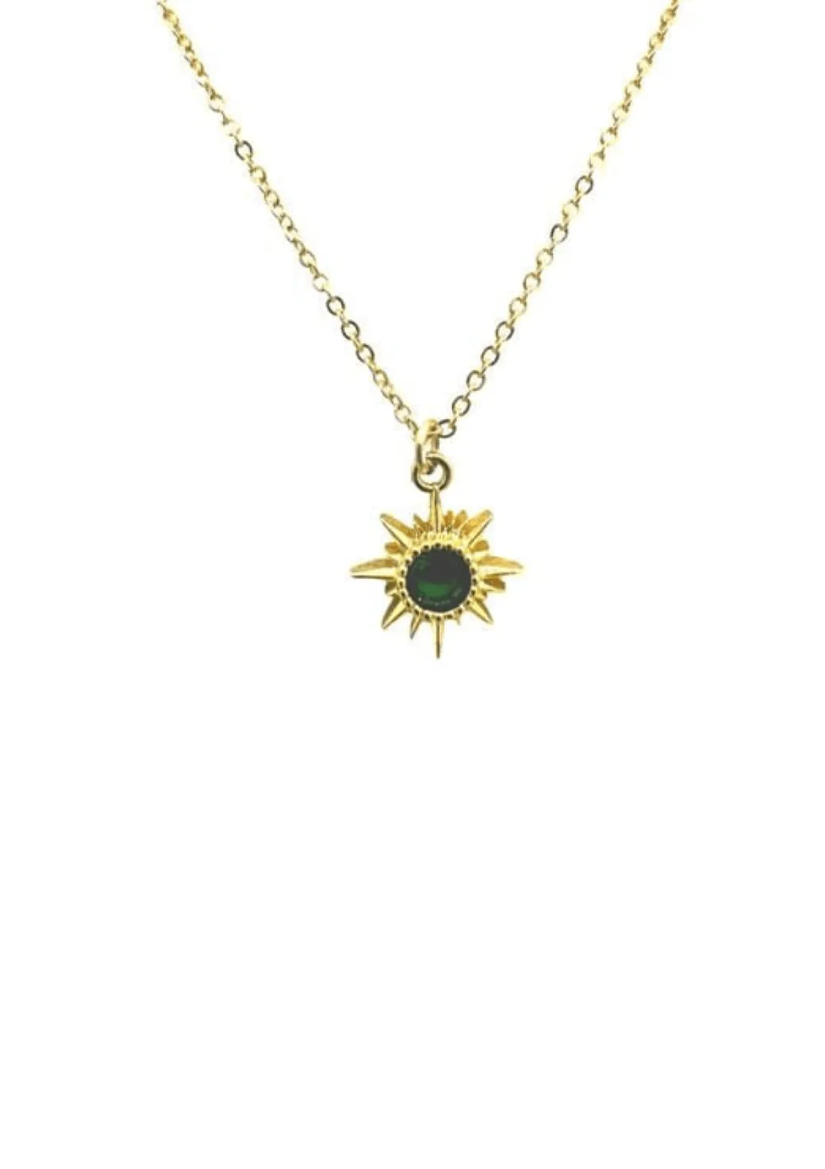 Emerald Starburst Charm on 14K Gold Fill Chain