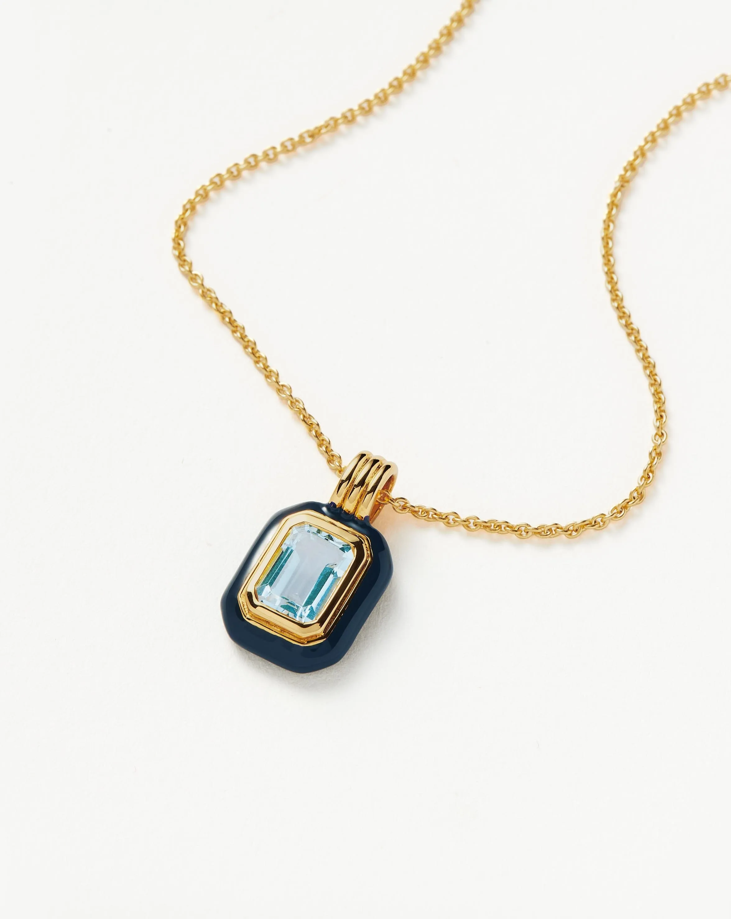 Enamel & Stone Pendant Necklace | 18ct Gold Vermeil/Blue Cubic Zirconia