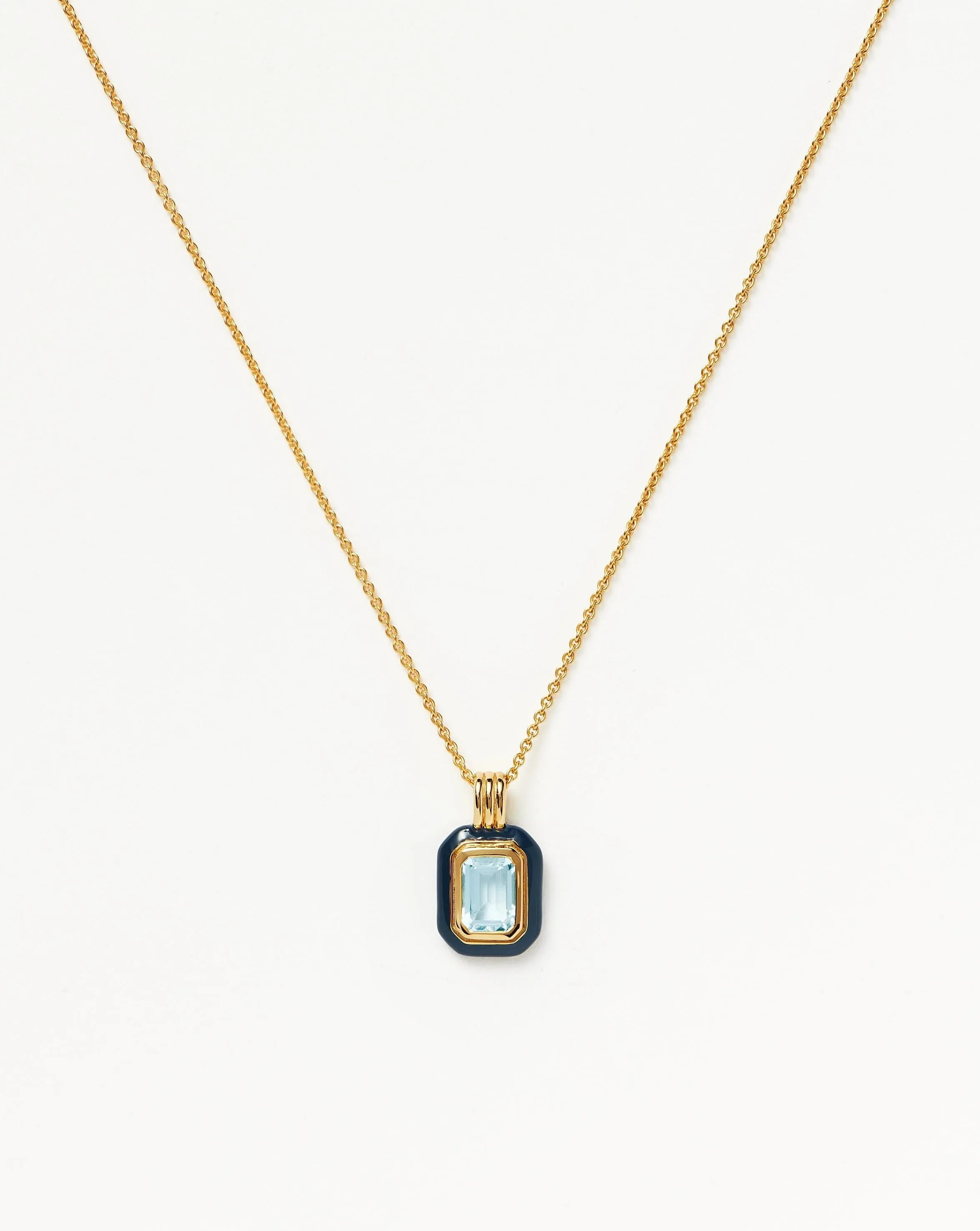 Enamel & Stone Pendant Necklace | 18ct Gold Vermeil/Blue Cubic Zirconia