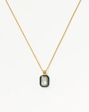 Enamel & Stone Pendant Necklace | 18ct Gold Vermeil/Blue Cubic Zirconia