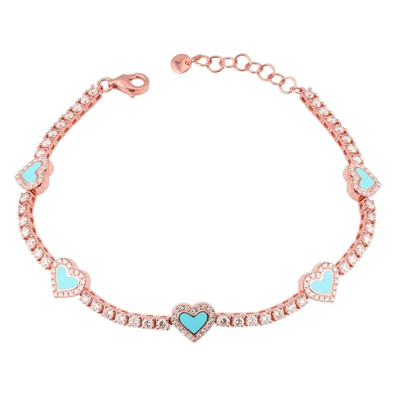 Enamel Heart Tennis Bracelet