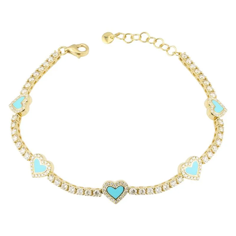 Enamel Heart Tennis Bracelet