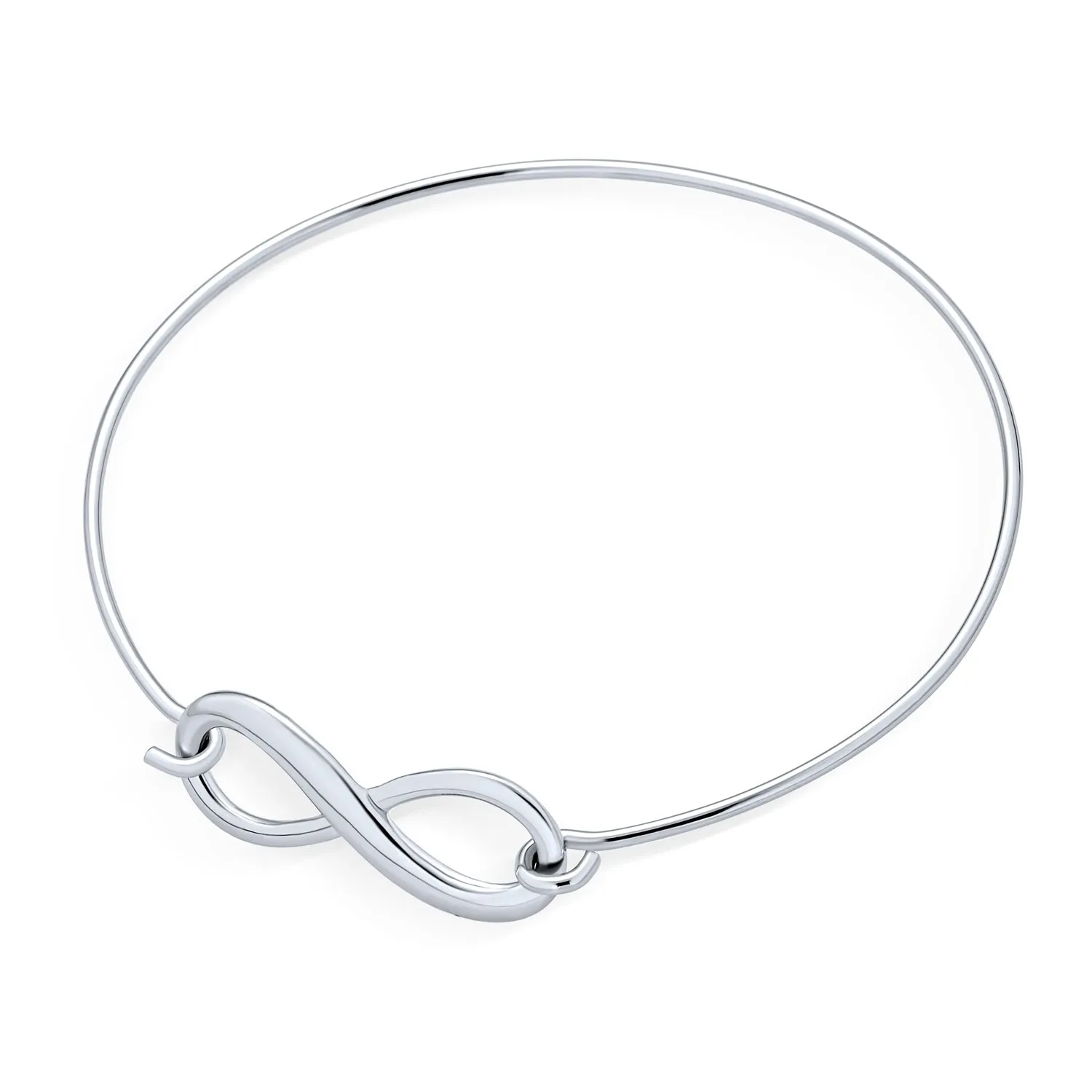 Eternal Love Knot Infinity Heart Bangle Bracelet .925 Sterling Silver