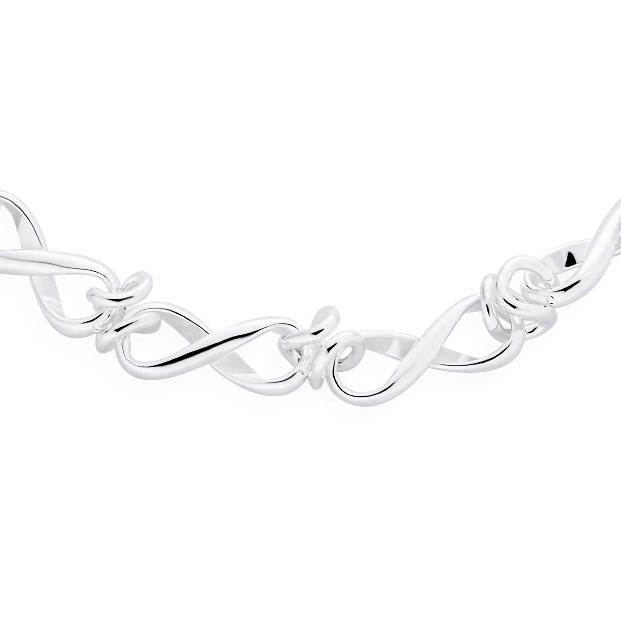 Eternal Love Knot Infinity Heart Bangle Bracelet .925 Sterling Silver