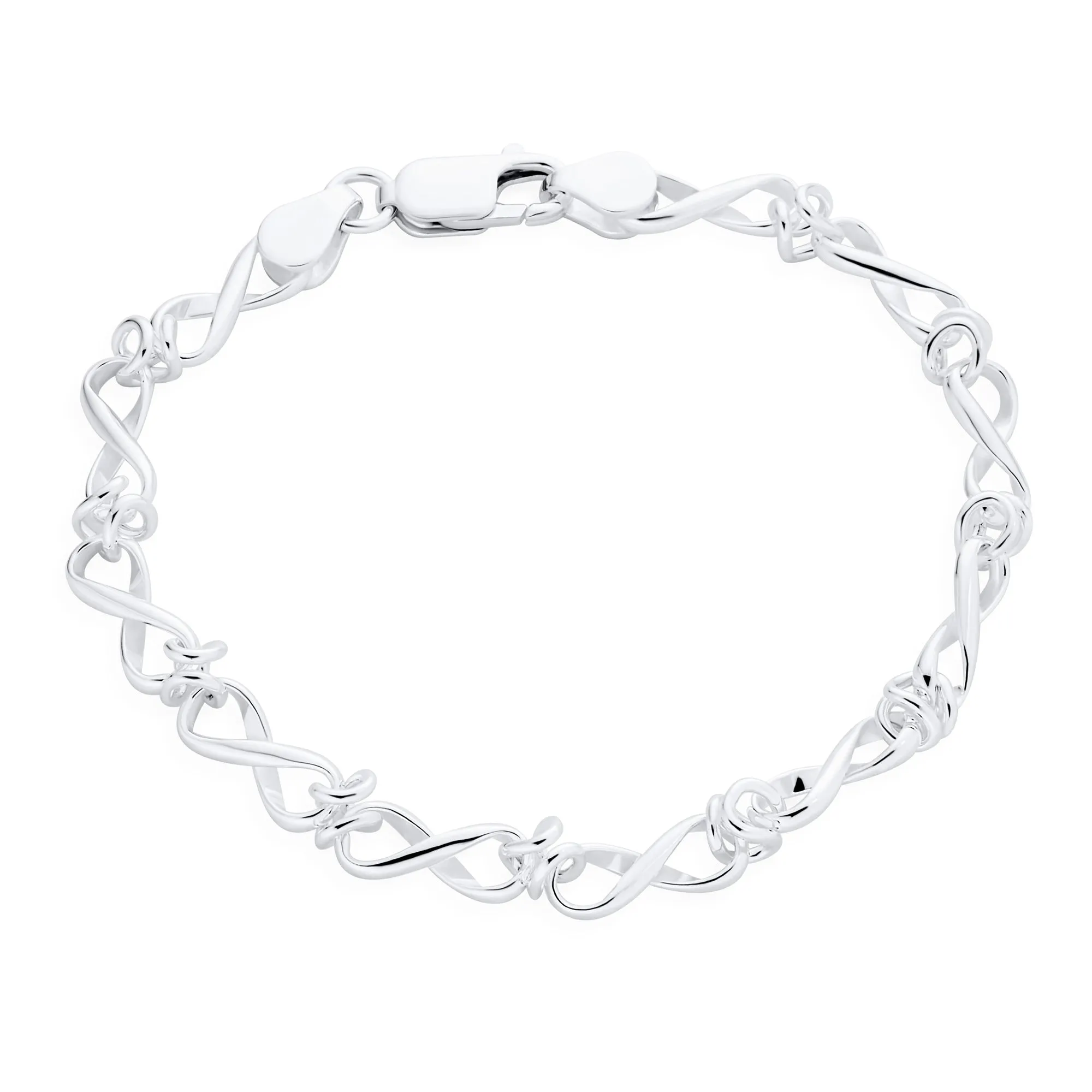 Eternal Love Knot Infinity Heart Bangle Bracelet .925 Sterling Silver