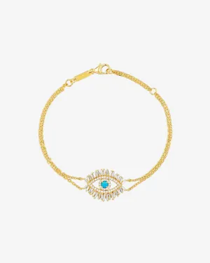 Evil Eye Midi Turquoise Half Pavé Bracelet