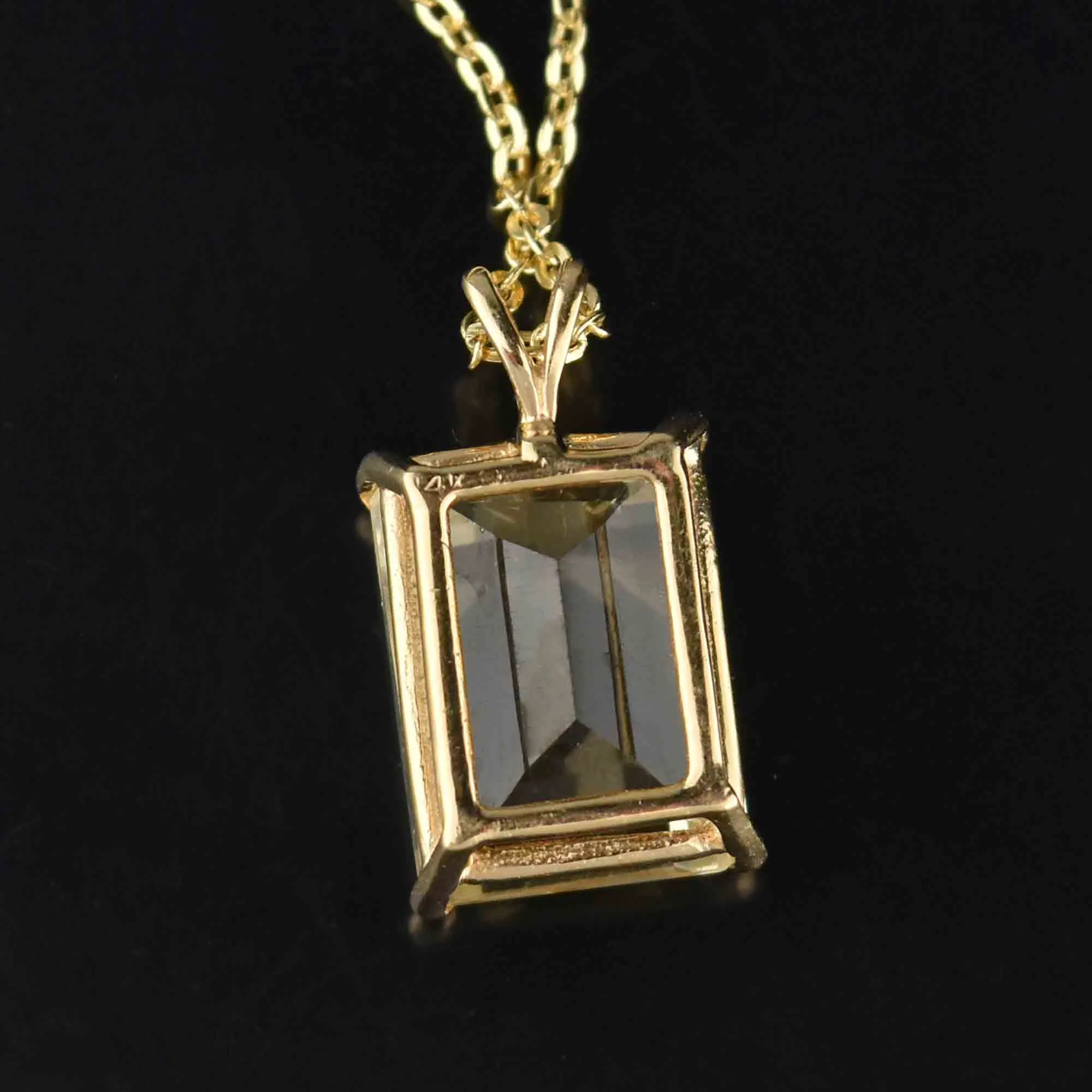 Exquisite 18.5 CTW Natural Citrine Pendant, 14K Gold Step Cut