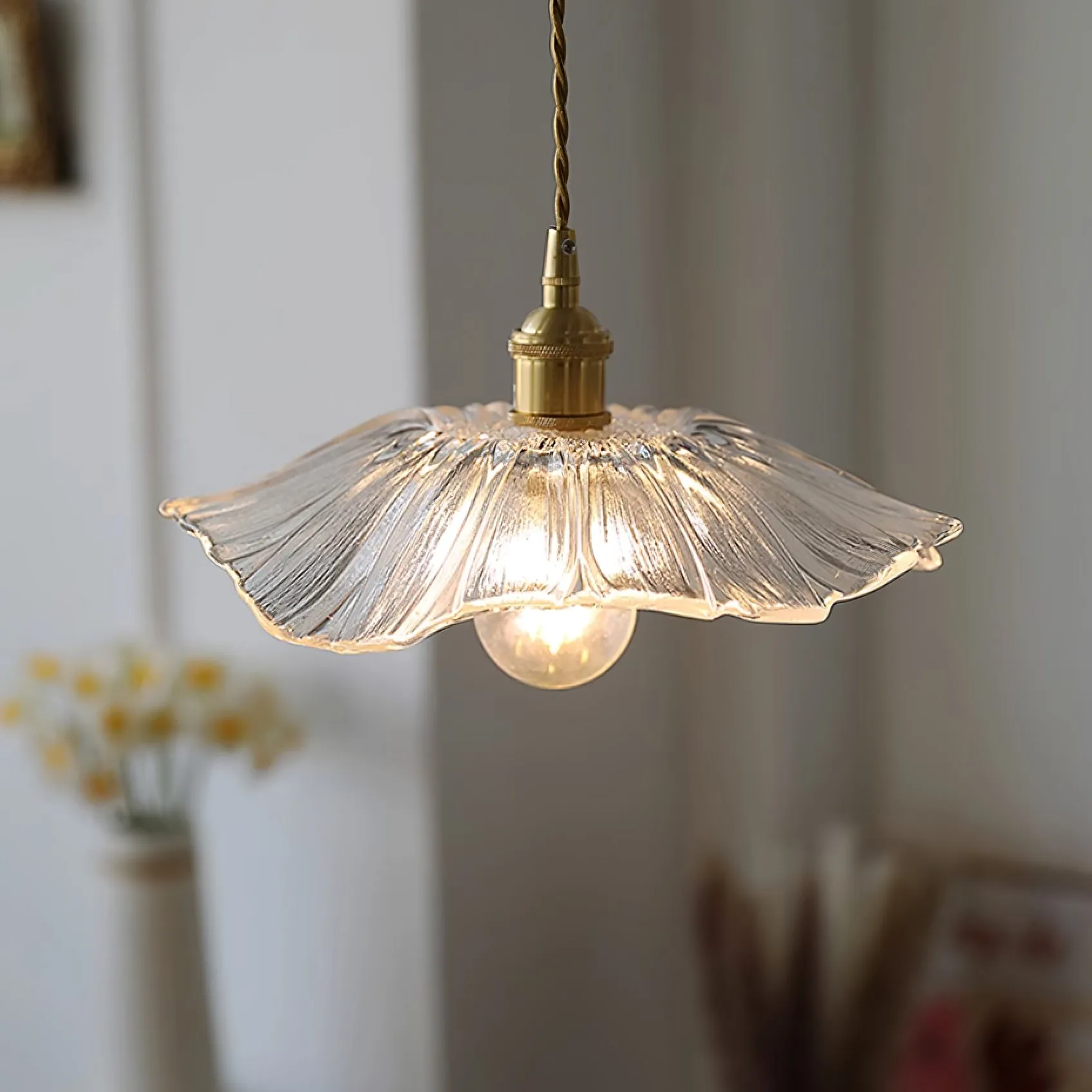 Flower Glass Plug In Pendant Lamp