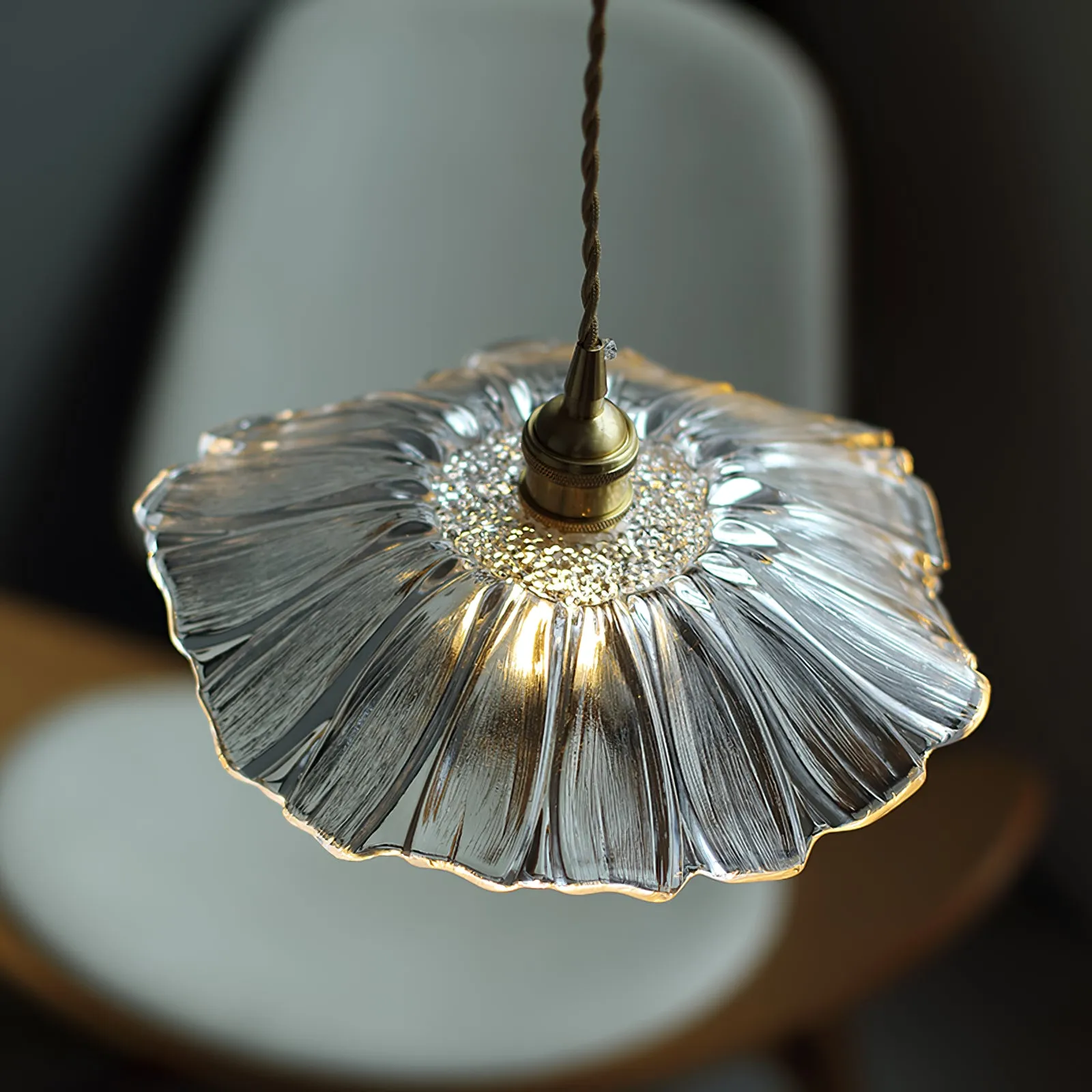 Flower Glass Plug In Pendant Lamp