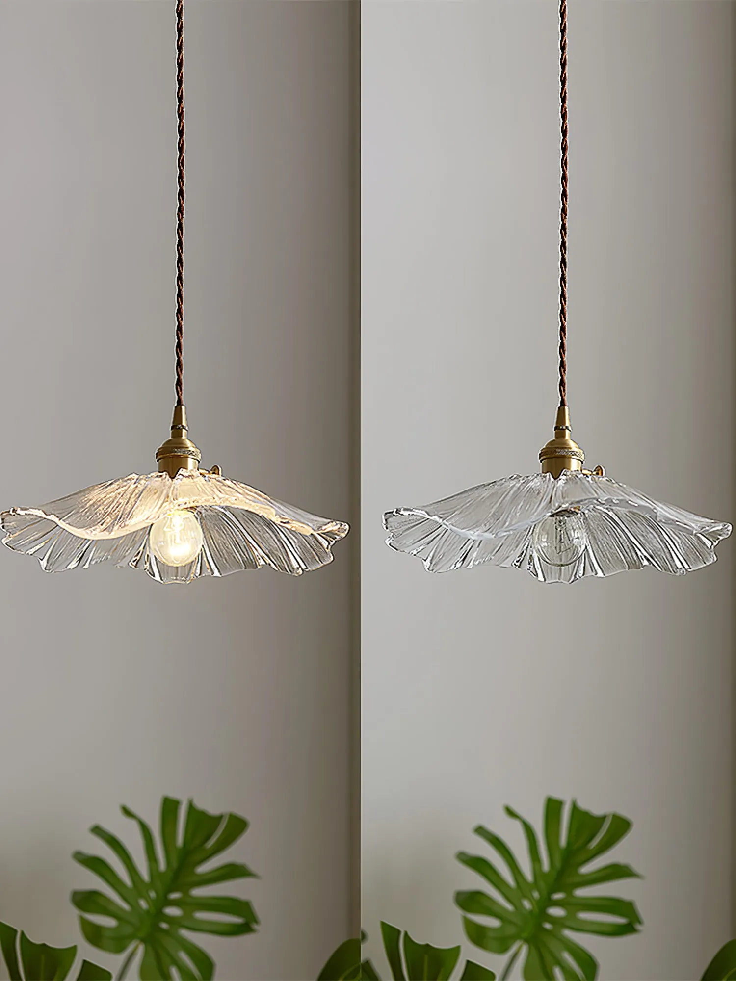 Flower Glass Plug In Pendant Lamp