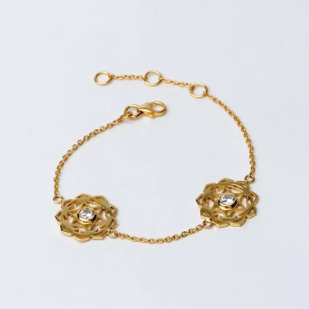 Flower Gold 925 Sterling Silver Bracelet