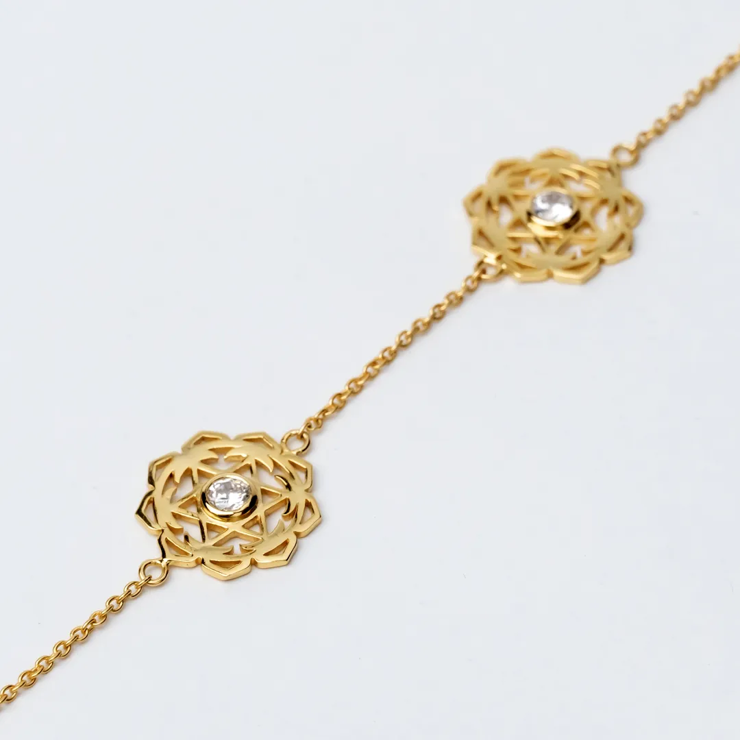 Flower Gold 925 Sterling Silver Bracelet