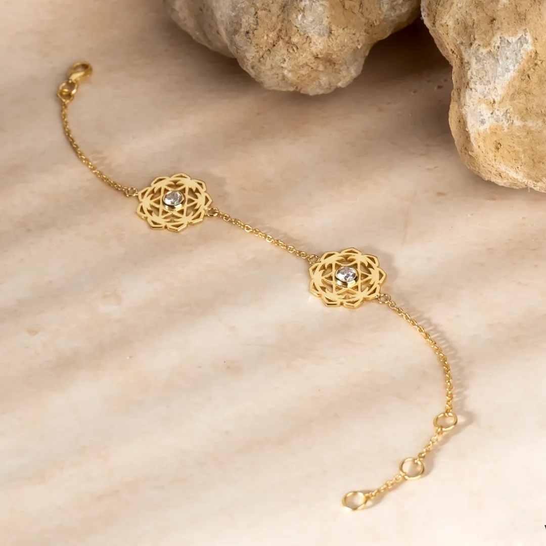 Flower Gold 925 Sterling Silver Bracelet