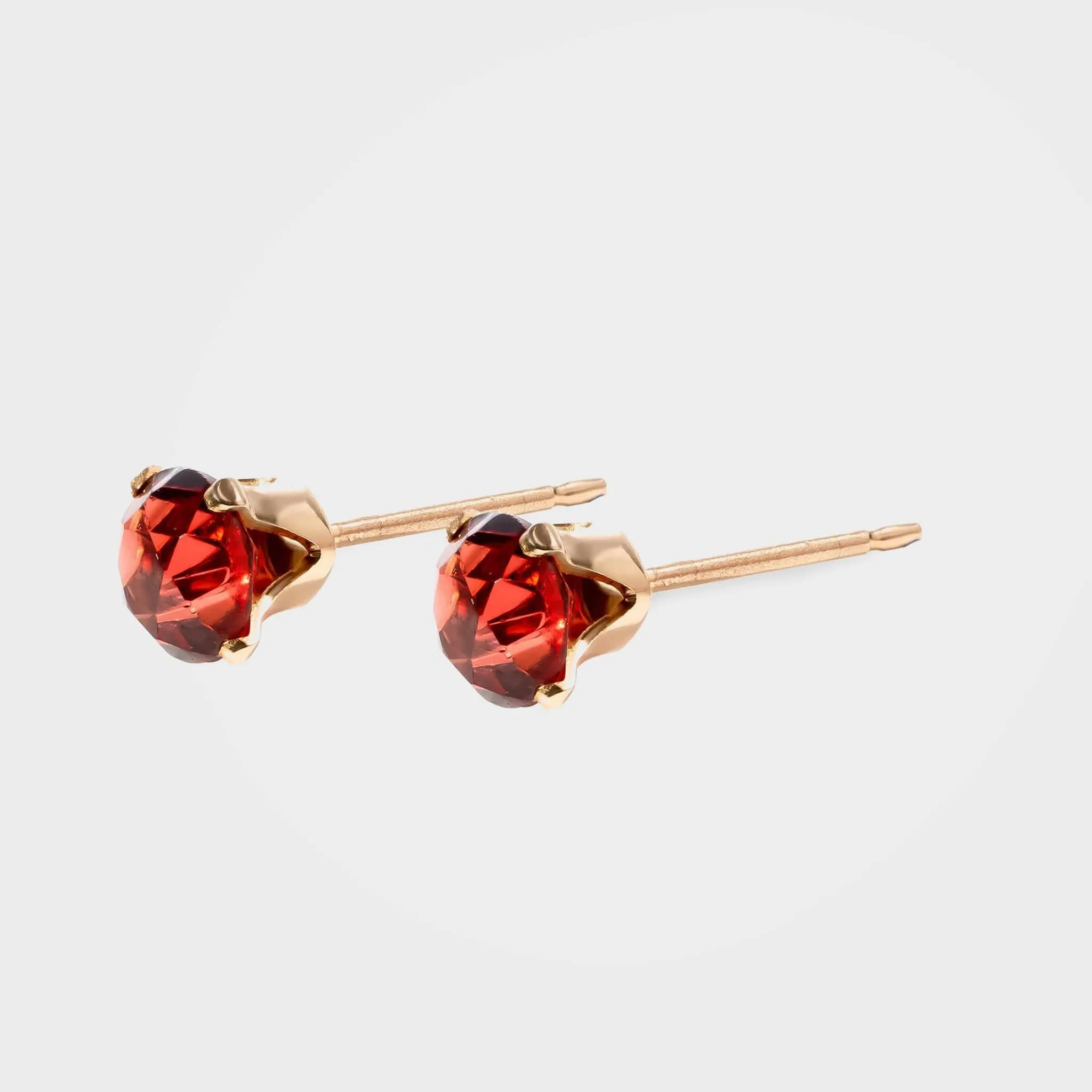 Garnet Stud Birthstone Earrings, Gold - Silver | By Lunar James