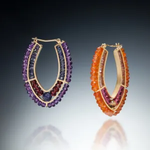 Gemstone Double Hoop Earrings (gold)