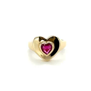 Gemstone Heart Center Heart Signet Ring