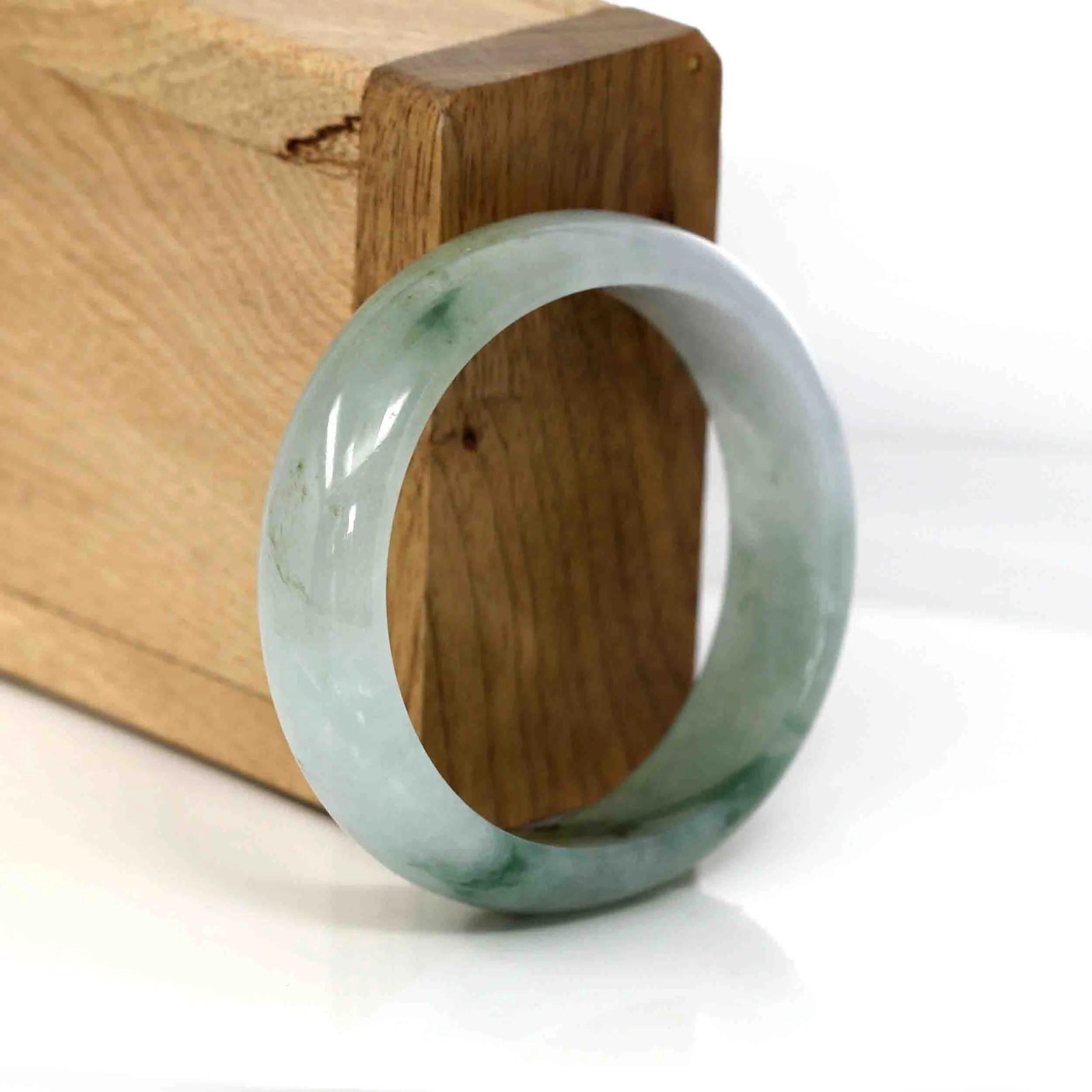 Genuine Burmese Ice Blue Oval Jadeite Jade Bangle (50.95 mm) #335