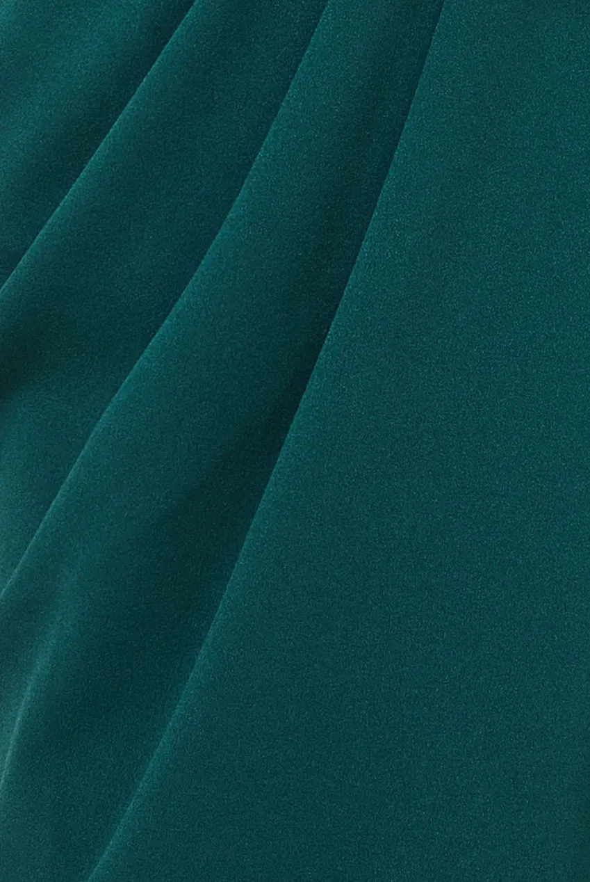 Goddiva Satin & Scuba Maxi With Thigh Split - Emerald