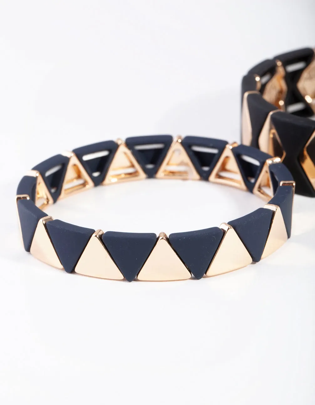 Gold Black Geometric Stretch Bracelet 2 Pack