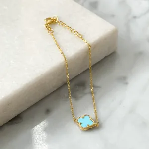 Gold Bracelet with Turquoise Clover