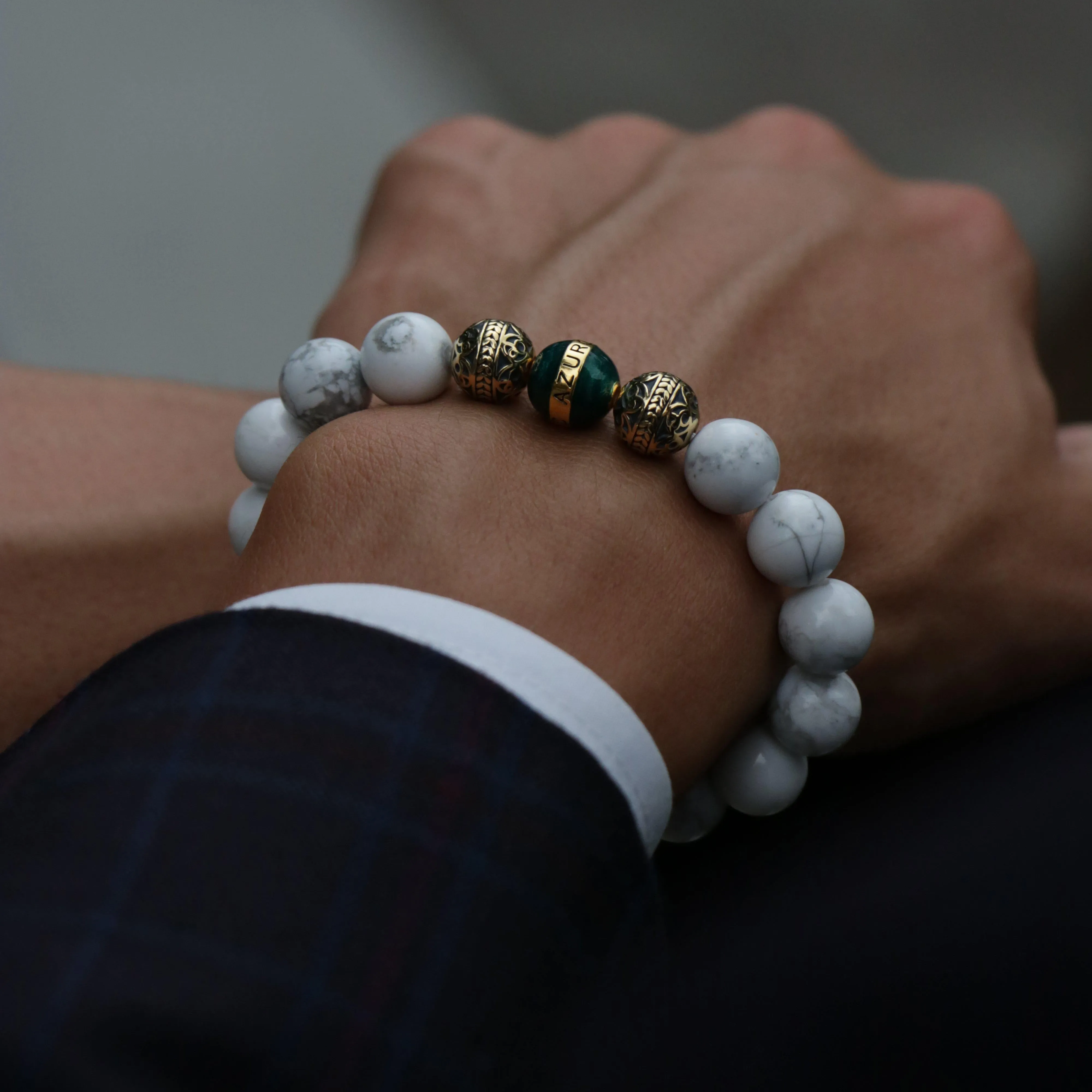 Gold Enamel Turquoise Howlite Bracelet