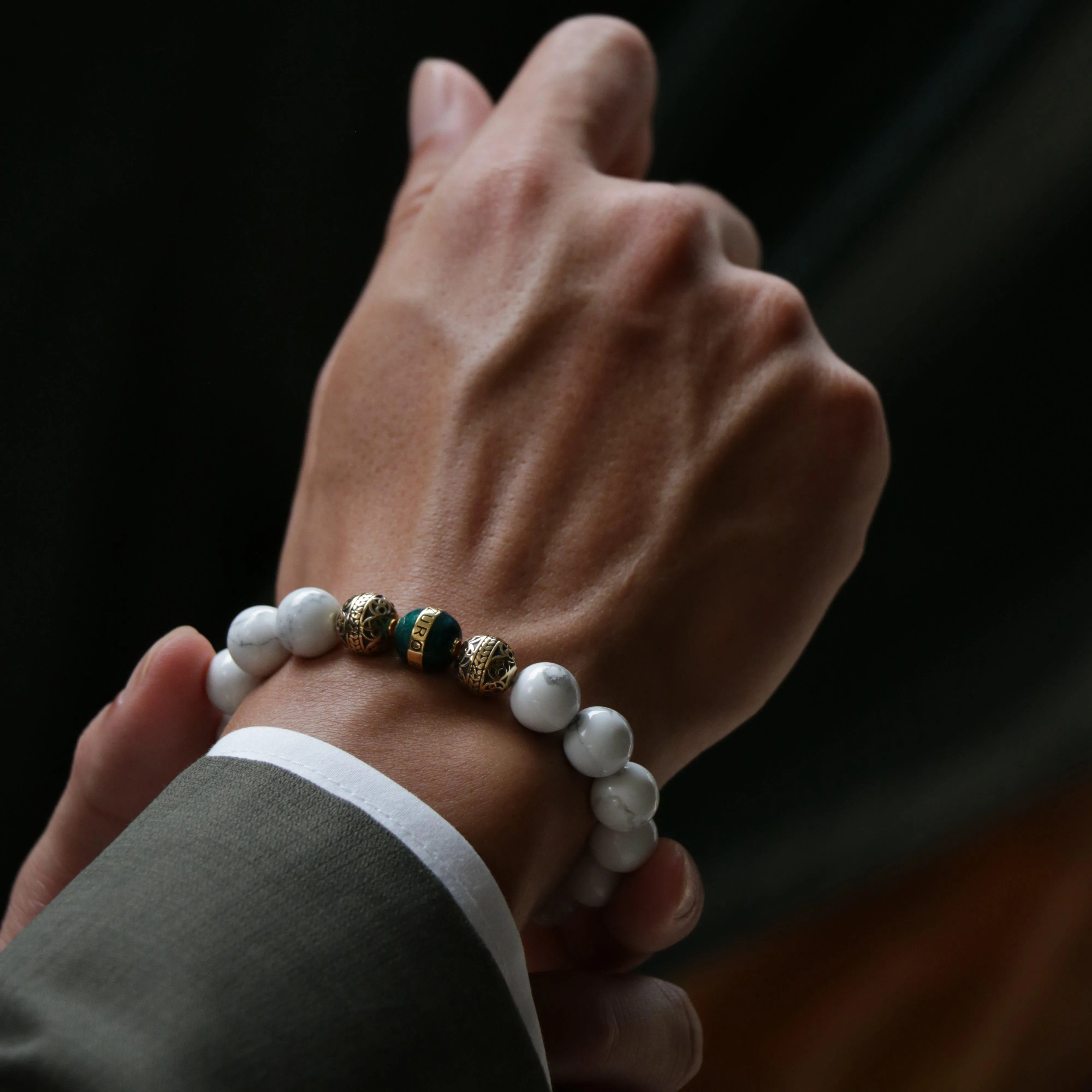 Gold Enamel Turquoise Howlite Bracelet