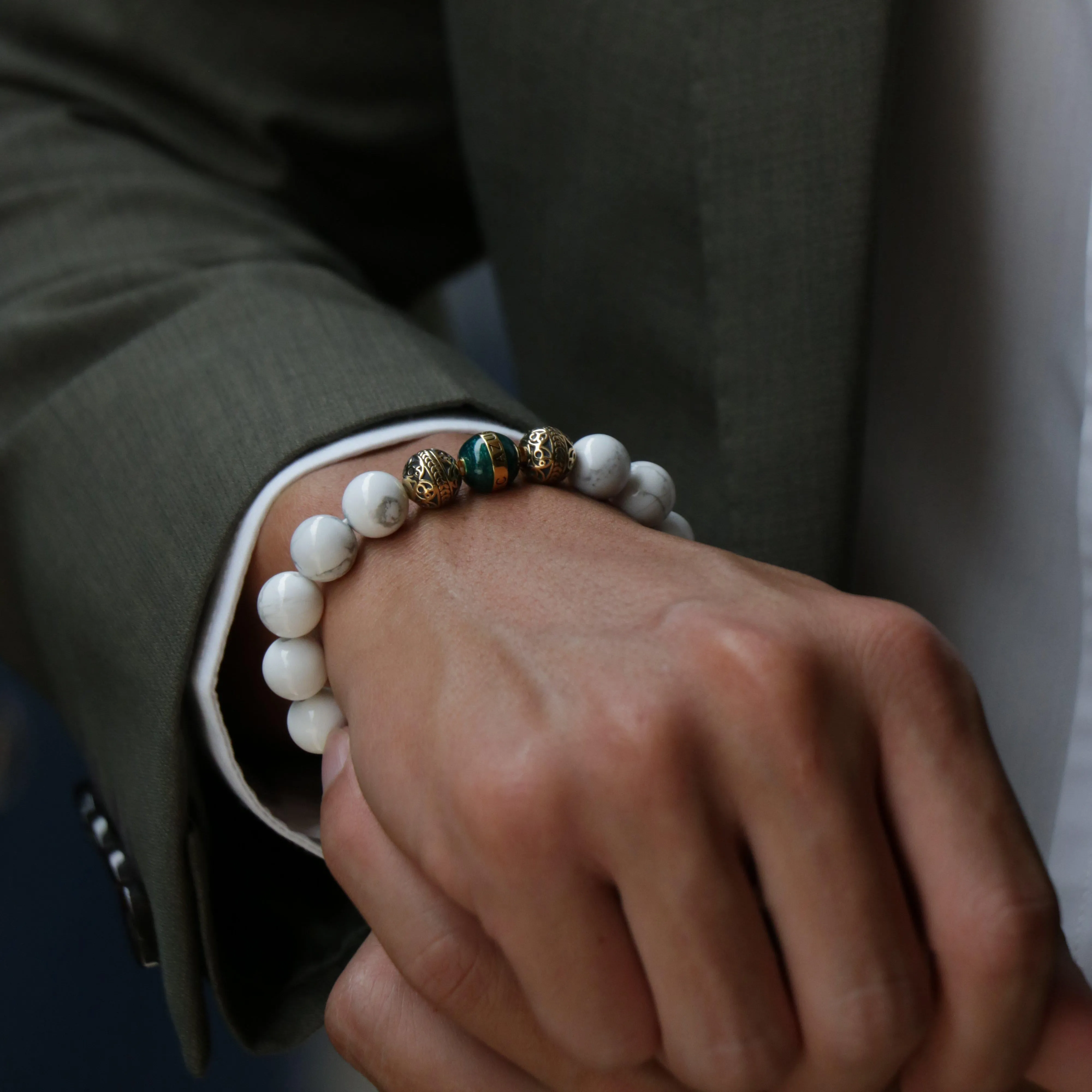 Gold Enamel Turquoise Howlite Bracelet