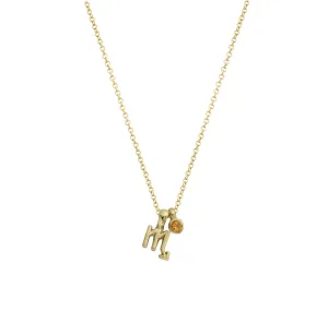 Gold Mini Scorpio Horoscope & Citrine Birthstone Necklace