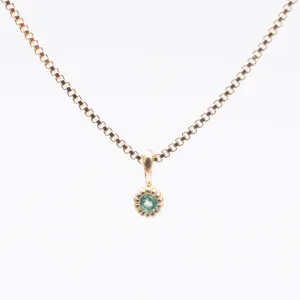 Gold Vermeil Tiny Milgrain Edge Emerald Necklace