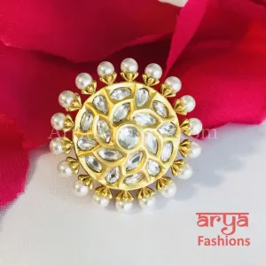 Golden Kundan Jadau Golden Statement Ring